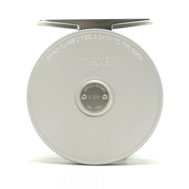 Back of silver IWANA Minami Fly Reel